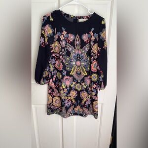 Women’s Loft Navy Floral Dress - Size XXSP Petite